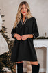 Contrast Trim V Neck Bracelet Sleeve Shift Mini Dress